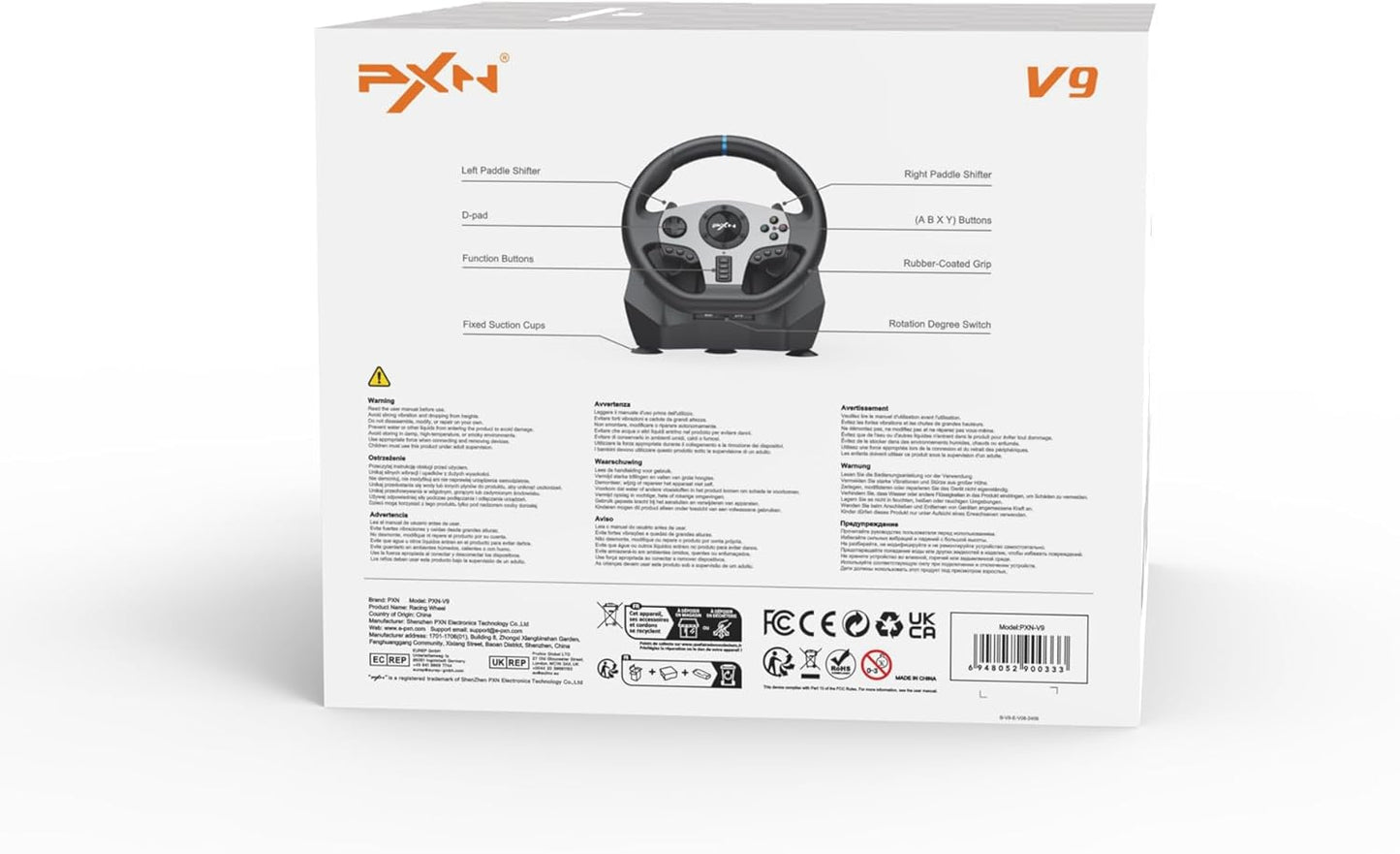 PXN V9 Steering Wheel,  for PC,Xbox One,Nintendo Switch,PS3,PS4,Xbox Series S/X