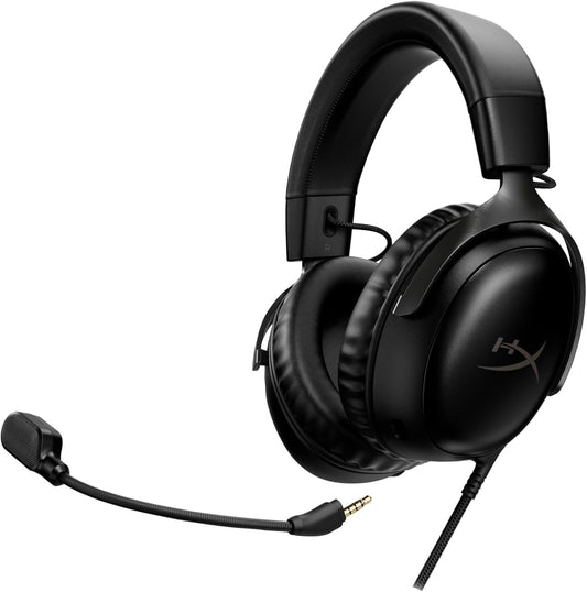HyperX Cloud III – Wired Gaming Headset, PC, PS5, Xbox Series X|S, Angled 53mm Drivers, DTS Spatial Audio, Memory Foam, Durable Frame, Ultra-Clear 10mm Mic, USB-C, USB-A, 3.5mm – Black 2years Warranty