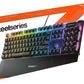 SteelSeries USB Apex 5 Hybrid Mechanical Gaming Keyboard – Per-Key RGB Illumination – Aircraft Grade Aluminum Alloy Frame – OLED Smart Display (Hybrid Blue Switch)-GC