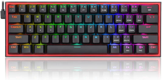 Redragon K617 Fizz 60% Wired RGB Gaming Keyboard, 61 Keys Compact Mechanical Keyboard,