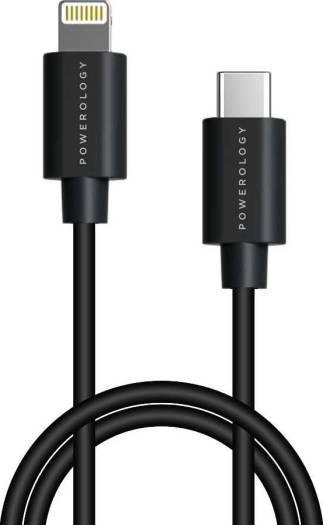 Powerology USB-C to Lightning Cable,PD60W, MFI Approved Connector,3M Cable Length,30000+ Bends, Black,P3BCLBK