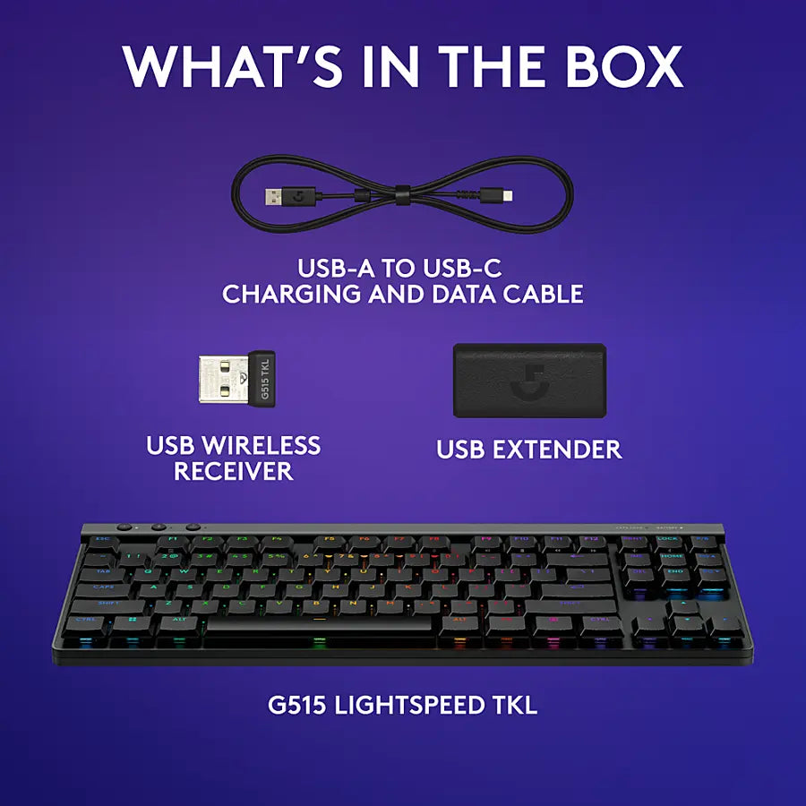 Logitech - G515 LIGHTSPEED TKL Wireless Mechanical Tactile (Brown) Switch Gaming Keyboard with LIGHTSYNC RGB - Black