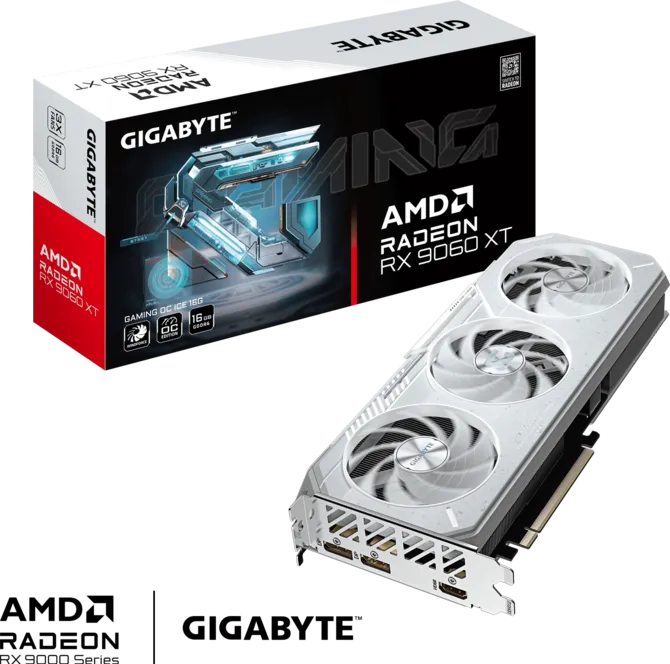 GIGABYTE Radeon RX 9060 XT GAMING OC ICE 16GB GDDR6 PCIe 5.0 Graphics Card
