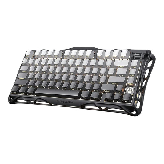 Gravastar Mercury K1 Gradient Black Tri-mode (Wired/Bluetooth/2.4GHz Wireless) 75% Mechanical Gaming Keyboard, Side Engraving, Bionic Flow, 5-Layer Sound Deadening Padding, Wear Resistant and Non-Slip, RGB Backlit Keyboard, Black | GS K1_GBLK