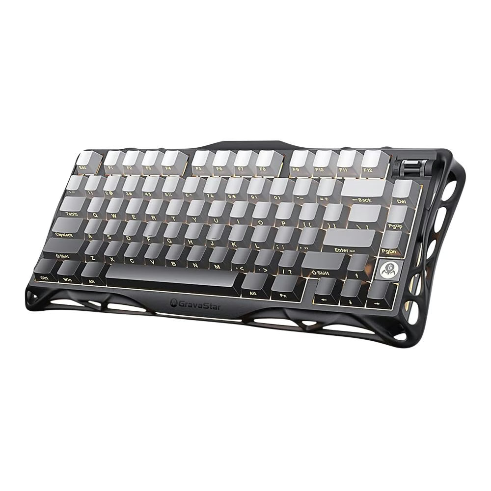 Gravastar Mercury K1 Gradient Black Tri-mode (Wired/Bluetooth/2.4GHz Wireless) 75% Mechanical Gaming Keyboard, Side Engraving, Bionic Flow, 5-Layer Sound Deadening Padding, Wear Resistant and Non-Slip, RGB Backlit Keyboard, Black | GS K1_GBLK