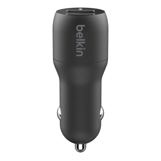 Belkin Dual USB-A Car Charger 24W + USB-A to Lightning Cable, CCD001bt1MBK