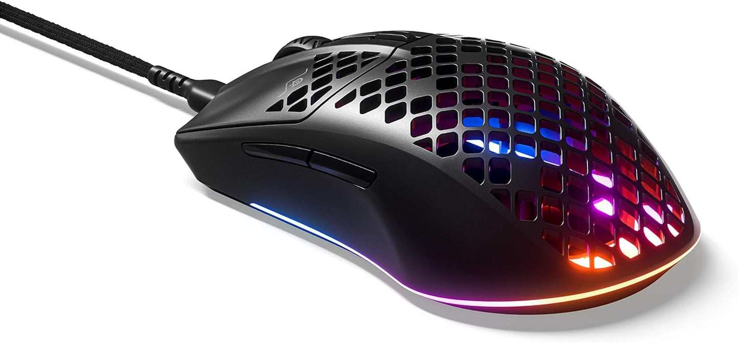 SteelSeries Aerox 3 wired- Super Light Gaming Mouse - 8,500 CPI TrueMove Core Optical Sensor - Ultra-lightweight Water Resistant Design - Universal USB-C connectivity