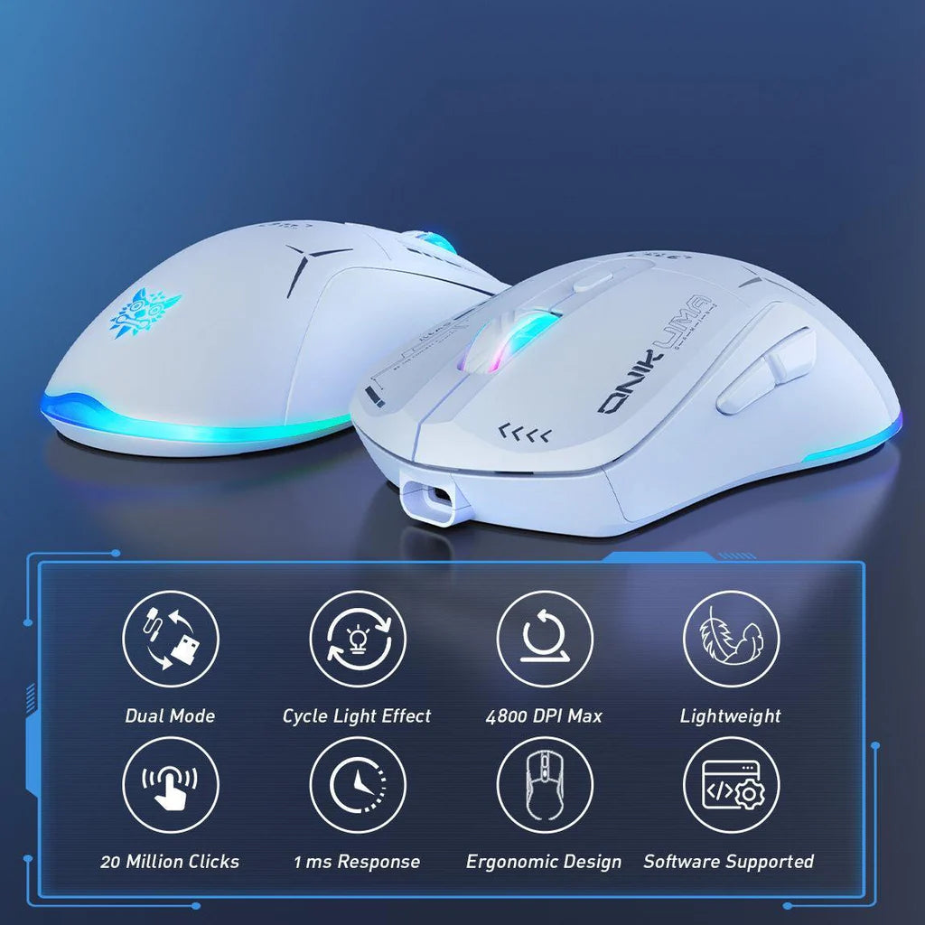 Onikuma CW917 Gaming Mouse Wireless 4800 DPI Adjustable DPI Levels-White