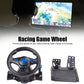 Game Steering Wheel, Vibration 180° Rotation Control Buttons Plug and Play Realistic USB Game Steering Wheel with Pedal