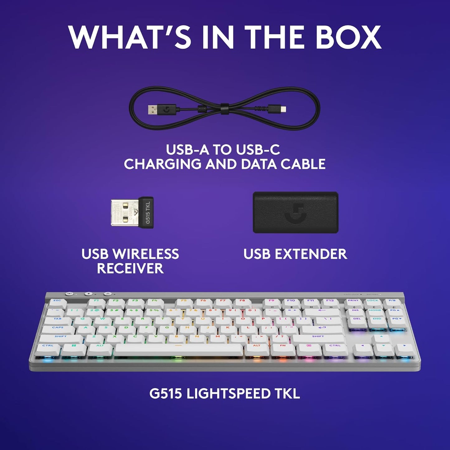 Logitech - G515 LIGHTSPEED TKL Wireless Mechanical Tactile (Brown) Switch Gaming Keyboard with LIGHTSYNC RGB - White.