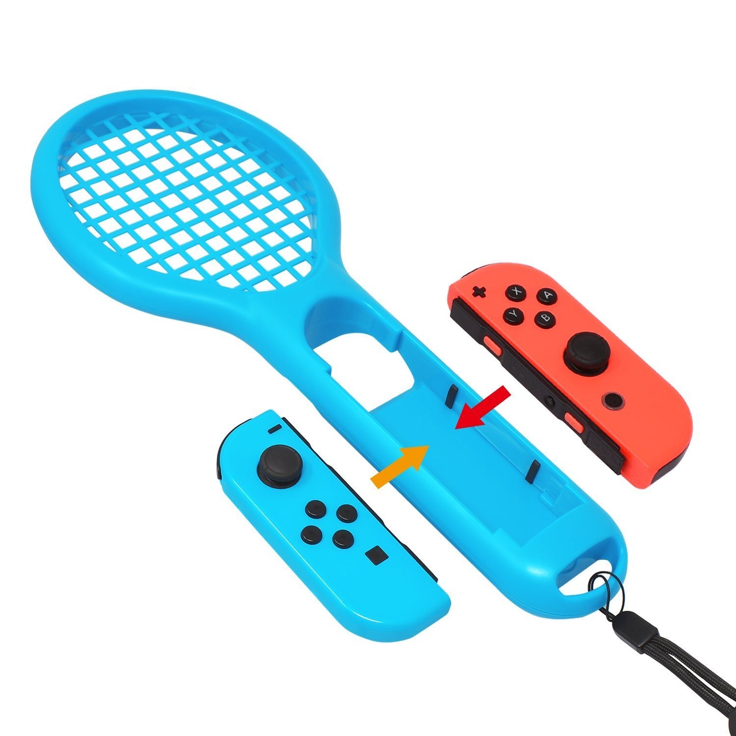 DOBE 2 Pack Tennis Racket for Nintendo Switch Joy-Con Controller Grips Tennis Racket with Hand Straps for Mario Tennis Aces (Blue and Red)