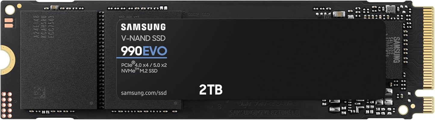 SAMSUNG 990 EVO SSD 2TB, PCIe Gen 4x4, Gen 5x2 M.2 2280 NVMe Internal Solid State Drive, Speeds Up to 5,000MB/s, Upgrade Storage for PC Computer, Laptop, MZ-V9E2T0B/AM, Black