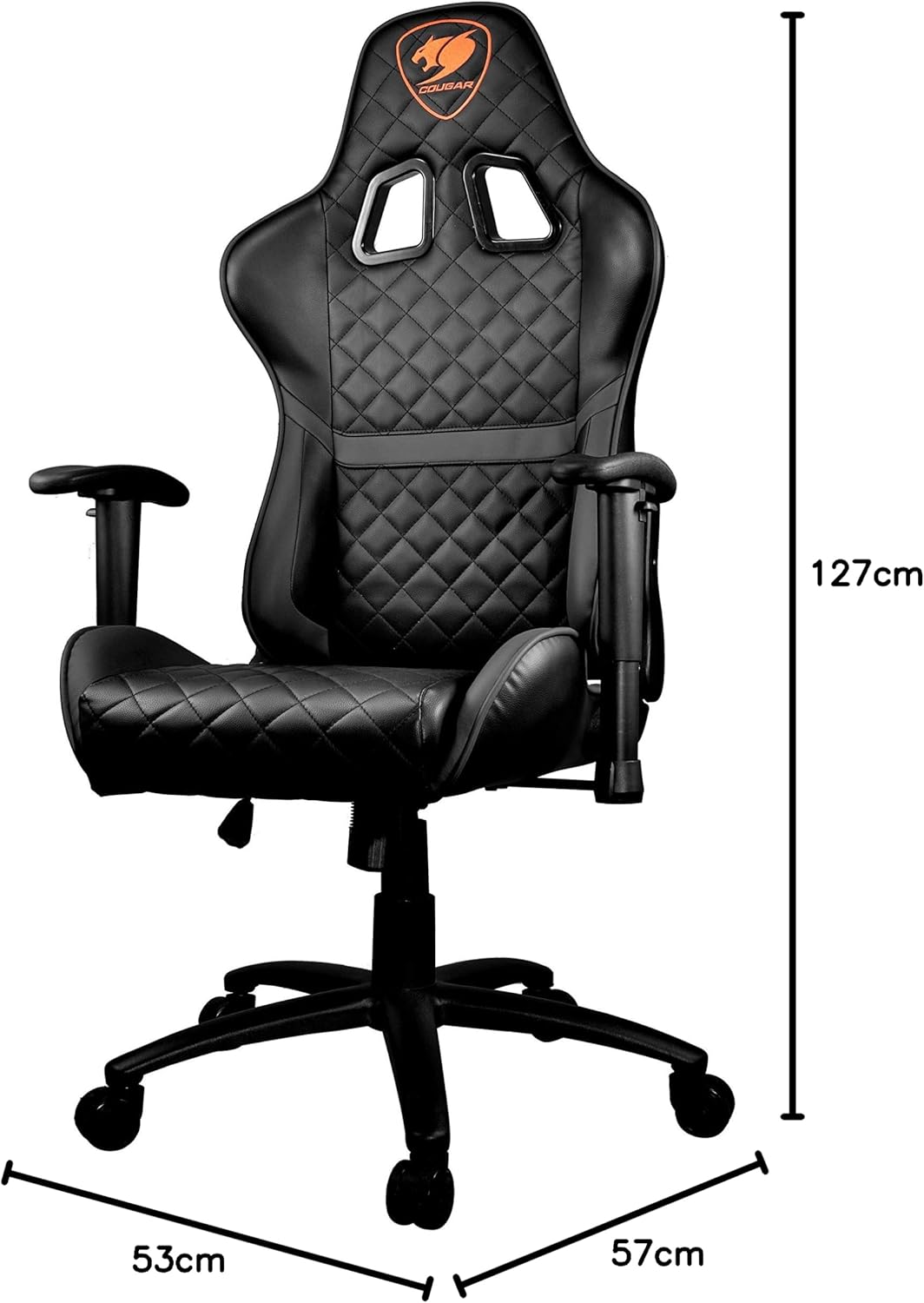 Cougar Armour One Gaming Chair with Reclining and Height Adjustment, Black