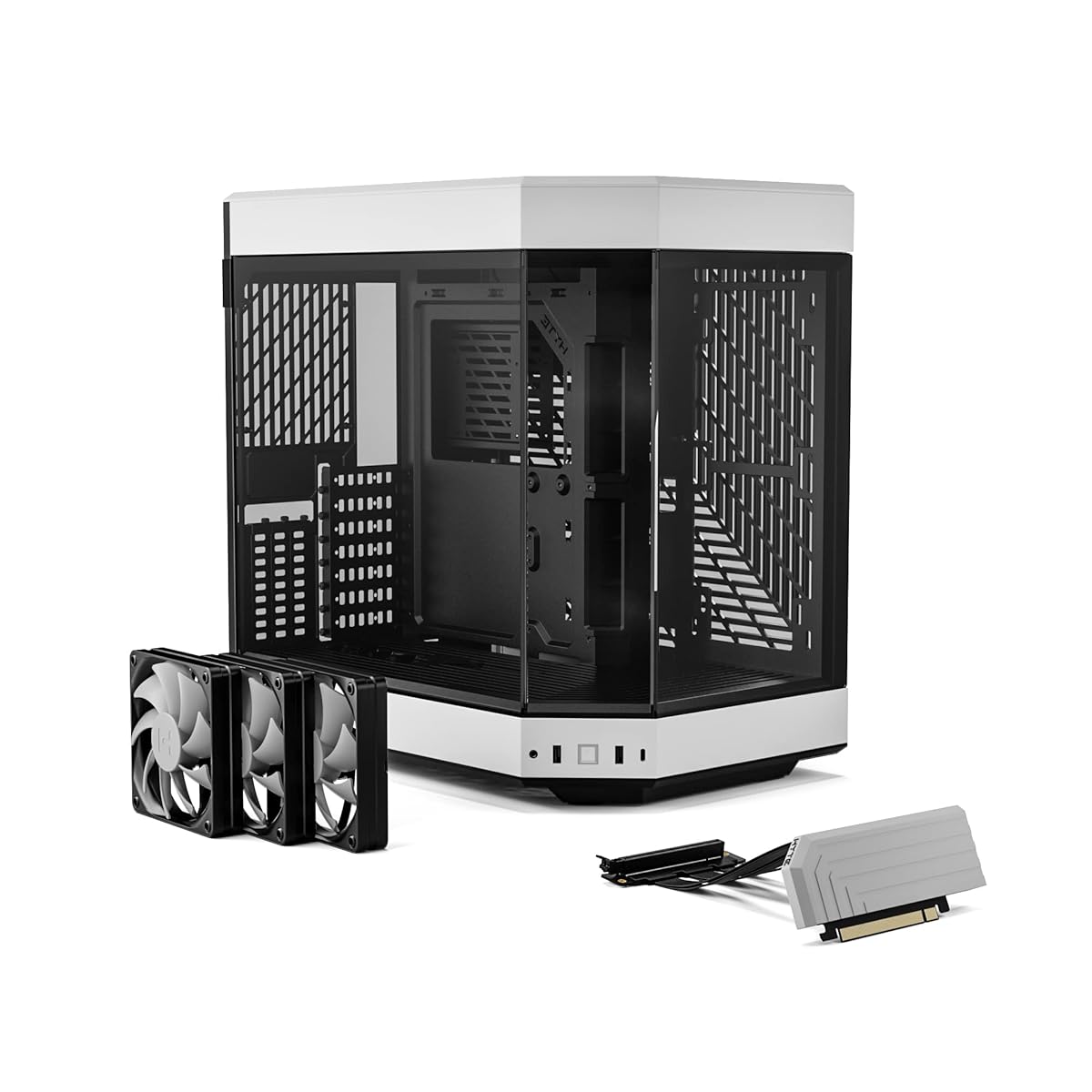 HYTE Y60 Modern Aesthetic Dual Chamber Panoramic Tempered Glass Mid-Tower ATX Computer Gaming Case with PCIE 4.0 Riser Cable Included, White (CS-HYTE-Y60-BW)