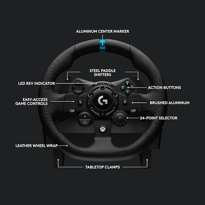 Logitech G923 Racing Wheel and Pedals+shifter for Xbox Series X|S, Xbox One and PC (pre owned)