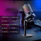 USB Gaming Microphone for PC with RGB Lighting, Mute Button & Gain Knob — Condenser Mic with Solid Base Stand-White