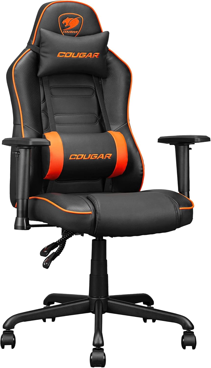 Cougar Fusion S Ergonomic Gaming Chair, PVC Faux Leathe - Orange Black