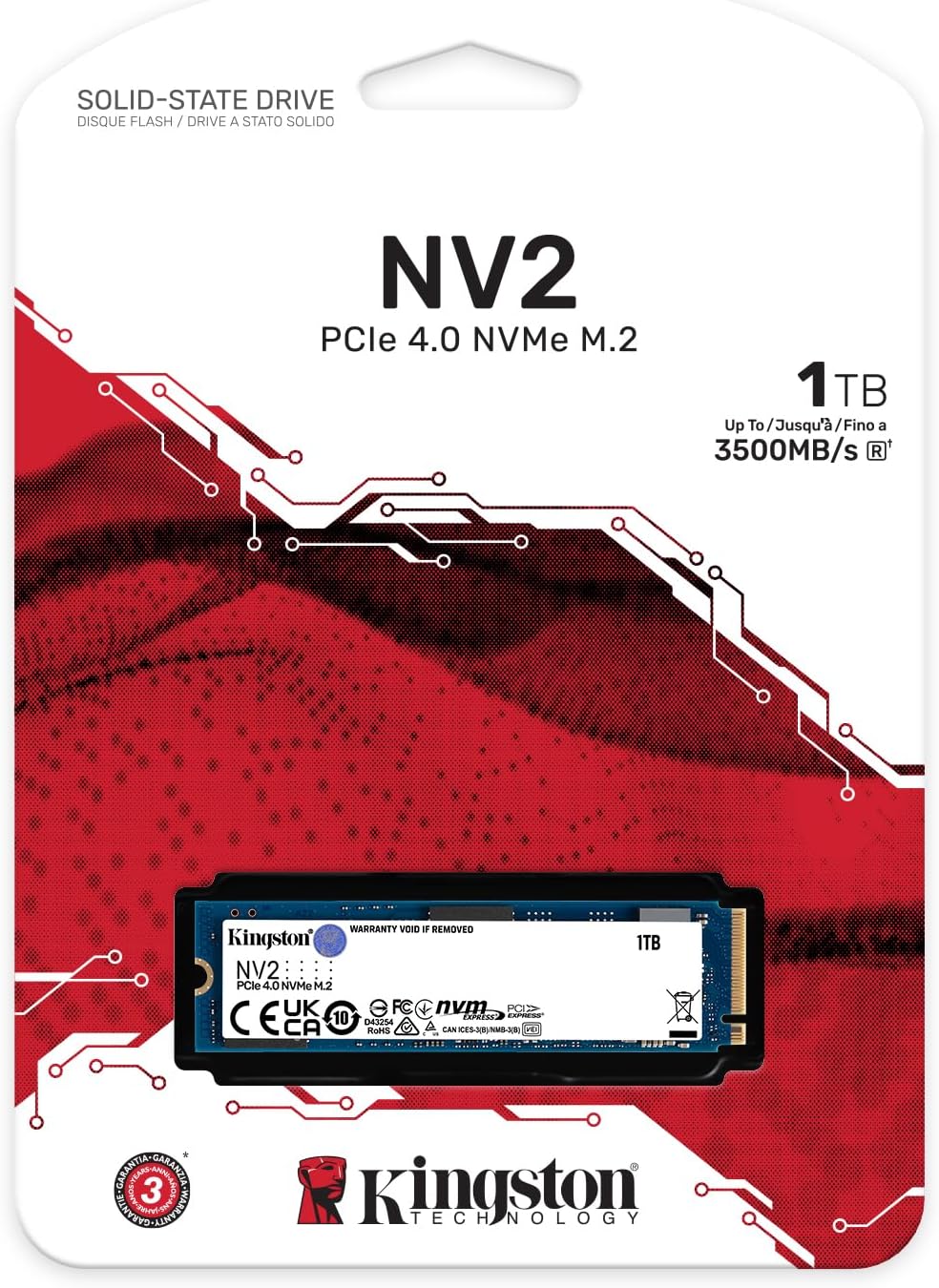 Kingston NV2 1TB M.2 2280 NVMe Internal SSD | PCIe 4.0 Gen 4x4 | Up to 3500 MB/s | SNV2S/1000G