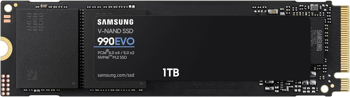 SAMSUNG 990 EVO SSD 1TB, PCIe Gen 4x4, Gen 5x2 M.2 2280 NVMe Internal Solid State Drive, Speeds Up to 5,000MB/s, Upgrade Storage for PC Computer, Laptop, MZ-V9E1T0B/AM, Black