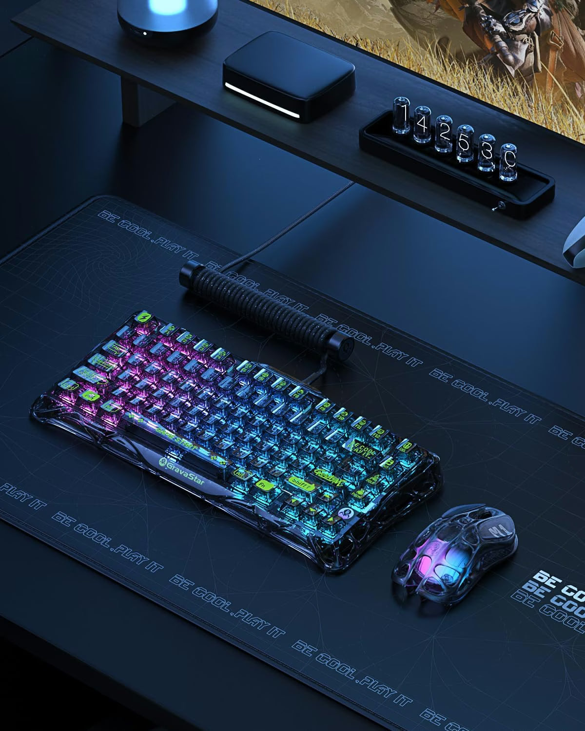 GravaStar Mercury K1 Lite Mechanical Gaming Keyboard, 75% Gasket Hot Swappable Custom Keyboard, Pre-lubed Linear Switches Mechanical Keyboard, RGB Backlit Wireless Keyboard - Transparent Black | GS K1 LITE_XTAL_BLK