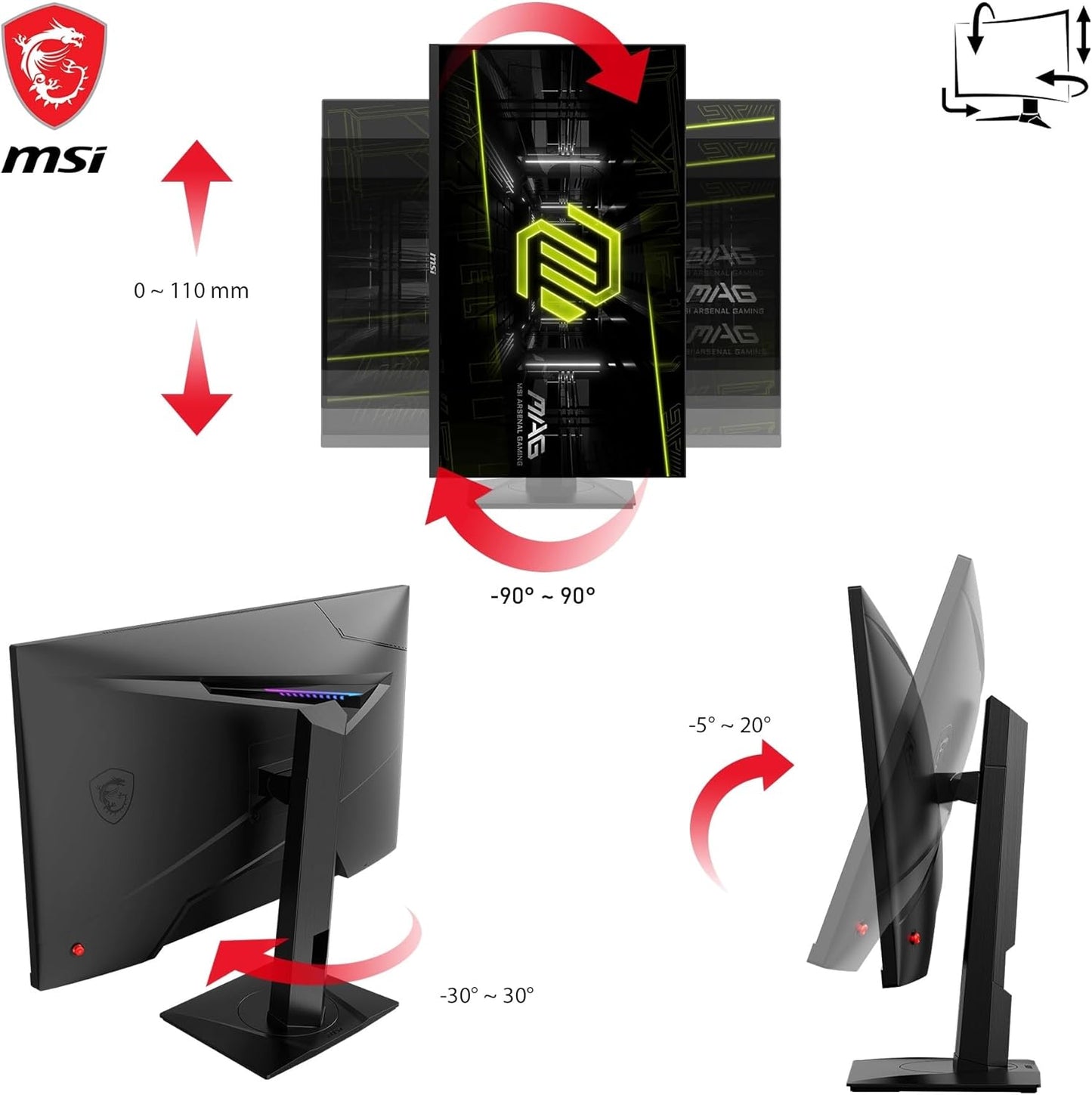 MSI MAG 274QRF QD E2 27 Inch WQHD Gaming Monitor - 2560 x 1440 Rapid IPS Quantum Dot Panel, 180 Hz - 1ms, 120percentage sRGB Colour Gamut, DisplayHDR 400 - DP 14a, HDMI 20b, USB Type-C