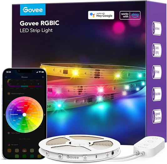 Govee RGBIC Alexa LED Strip Light 32.8ft, Smart WiFi LED Lights Work with Alexa and Google Assistant,