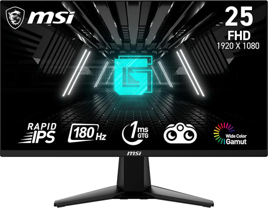 MSI G255F 25-inch 1920 x 1080 (FHD) Computer Monitor, 180Hz, Adaptive-Synch, HDMI, DisplayPort, VESA Mountable, Tilt Adjustable 1ms, Black