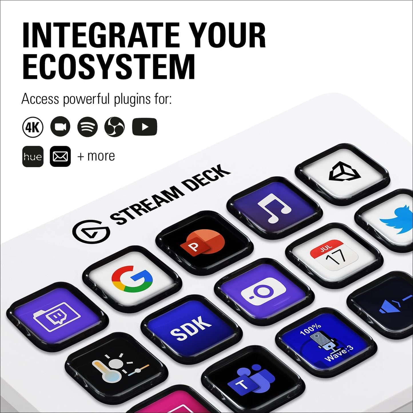 Elgato Stream Deck MK.2 White – Studio Controller, 15 macro keys, trigger actions in apps and software like OBS, Twitch, YouTube and more, works with Mac and PC
