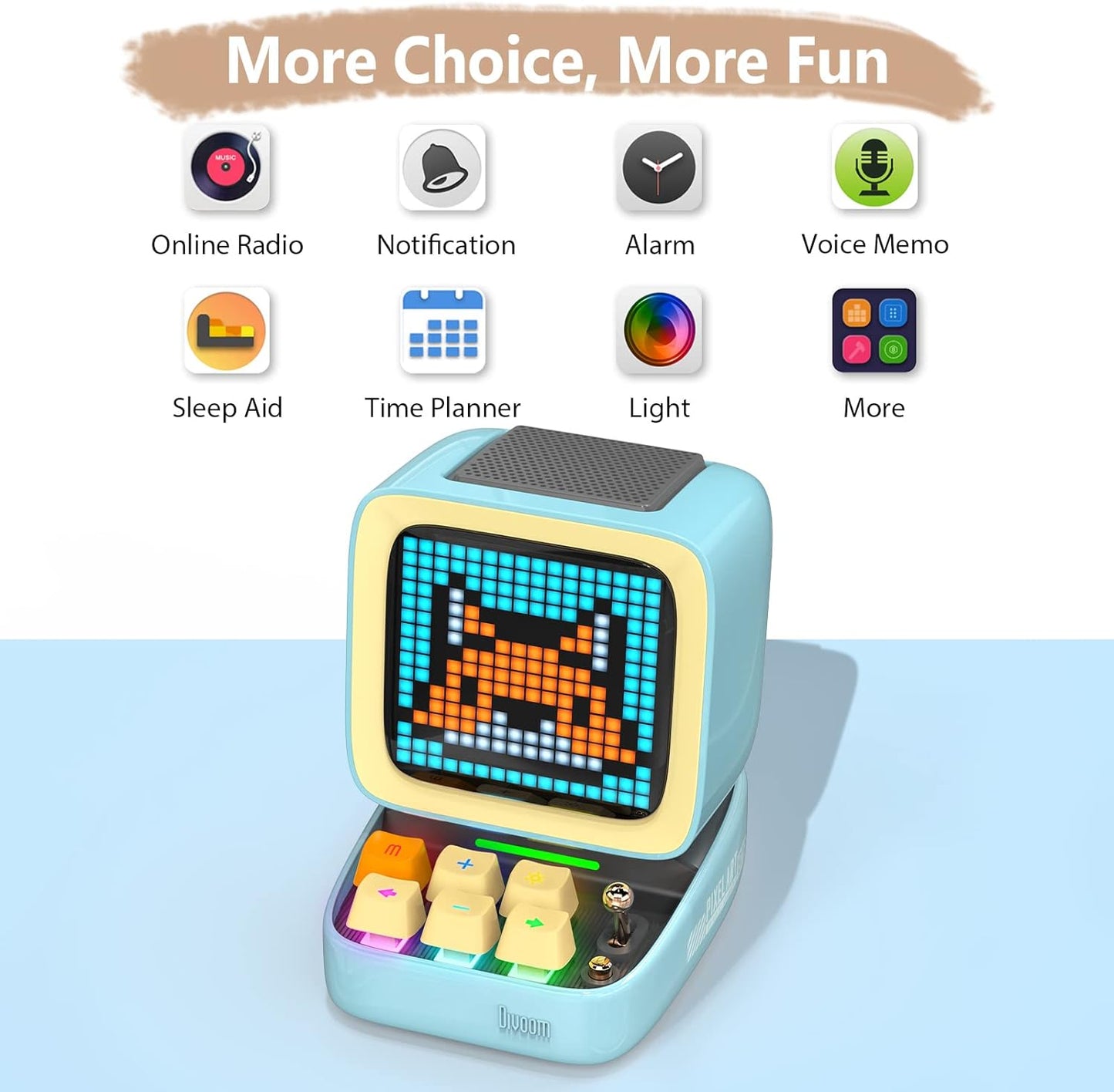 DIVOOM DITOO-PRO RETRO PIXEL ART GAME BLUETOOTH SPEAKER WITH 16X16 LED APP CONTROLLED FRONT SCREEN (BLUE)