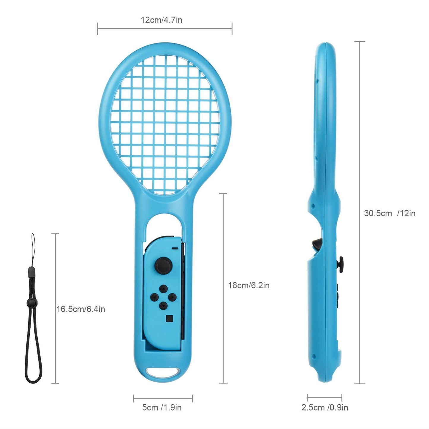 DOBE 2 Pack Tennis Racket for Nintendo Switch Joy-Con Controller Grips Tennis Racket with Hand Straps for Mario Tennis Aces (Blue and Red)