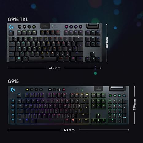 LOGITECH G915 TKL Tenkeyless LIGHTSPEED  Wireless RGB Mechanical Gaming Keyboard -