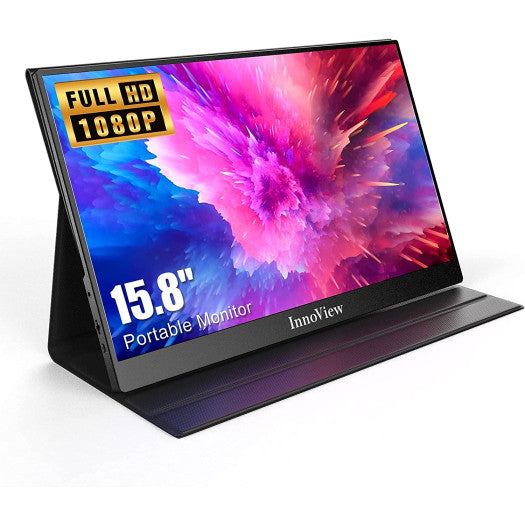 InnoView 15.8" Portable Monitor FHD 1080P – USB-C & HDMI Second External Monitor for Laptop, MacBook, PC, Phone Built-in Speakers & Protective Case Travel Monito