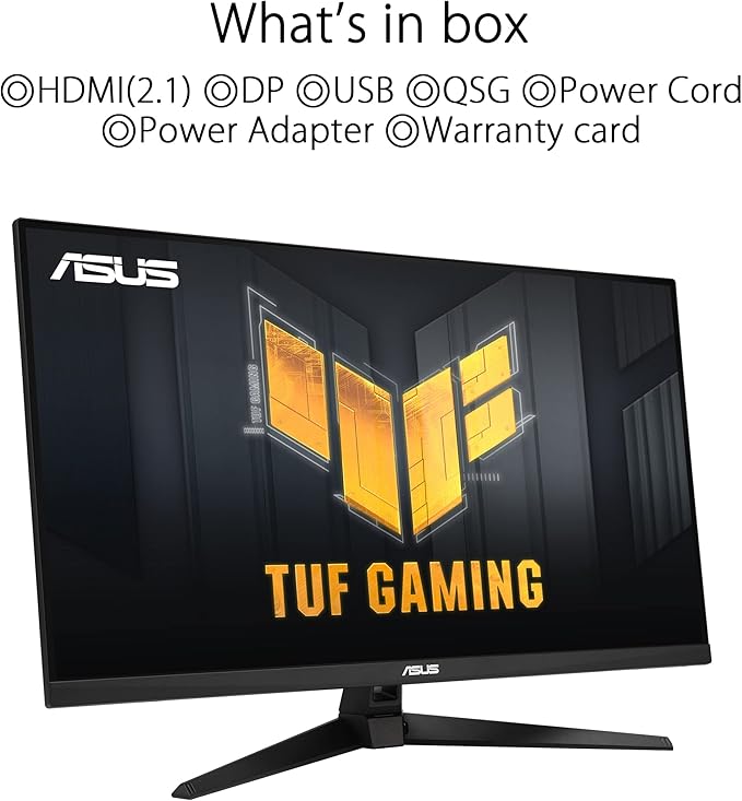 ASUS TUF VG32UQA1A Gaming 32'' 4K UHD HDR DSC VA Gaming Monitor, 160Hz Refresh Rate & 1ms (MPRT), ELMB Sync, Freesync Premium, Speakers, 120% sRGB, DisplayHDR 400, DP/HDMI, Black | 90LM08L0-B01970