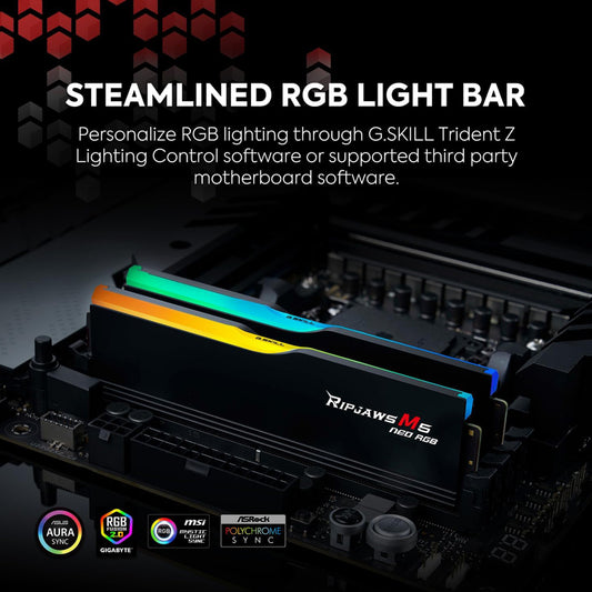 G.Skill Ripjaws M5 Neo RGB32GB (2x16GB) DDR5 6000MHz Desktop Memory,AMD Expo-Black.
