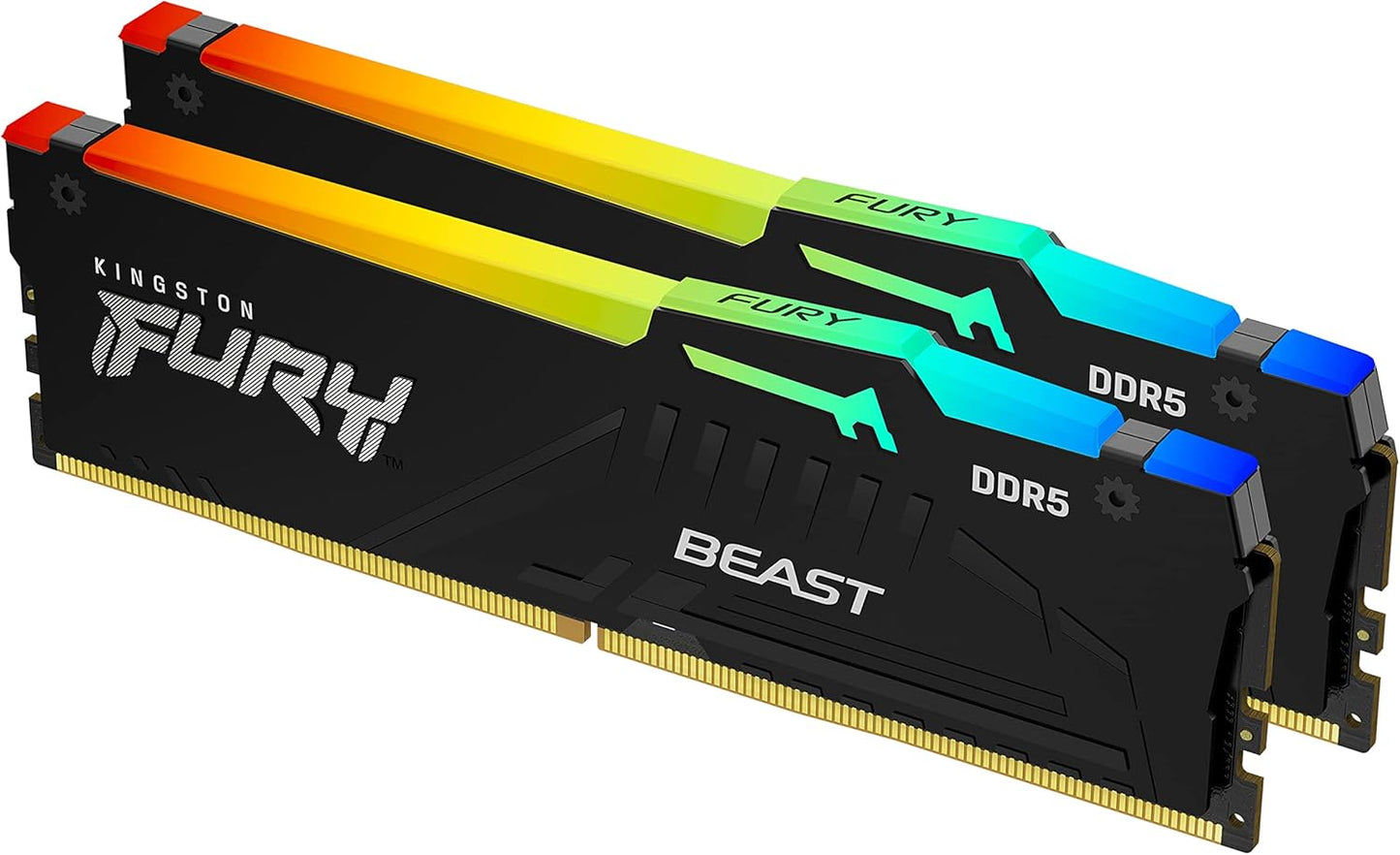 Kingston FURY Beast RGB 32GB (16GB x2) DDR5 5200MT/s Memory Speed,CL36 CAS Latency, Intel XMP 3.0 / AMD EXPO Certified,1.25V,288 Pin, Black-GC