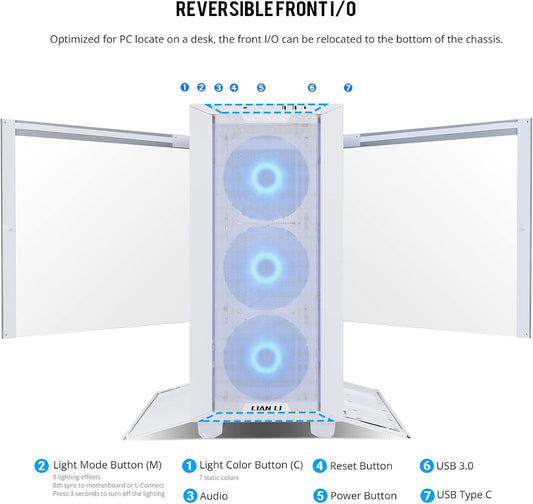 LIAN LI LANCOOL III E-ATX PC Case, Spacious RGB Gaming Computer Case with Hinged Tempered Glass Doors, Fine Mesh Panels, 4x140mm PWM Fans Pre-Installed High Airflow Chassis (White)