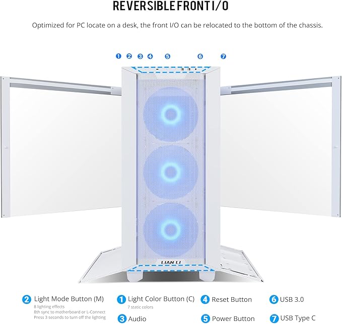 LIAN LI LANCOOL III E-ATX PC Case, Spacious RGB Gaming Computer Case with Hinged Tempered Glass Doors, Fine Mesh Panels, 4x140mm PWM Fans Pre-Installed High Airflow Chassis (White)