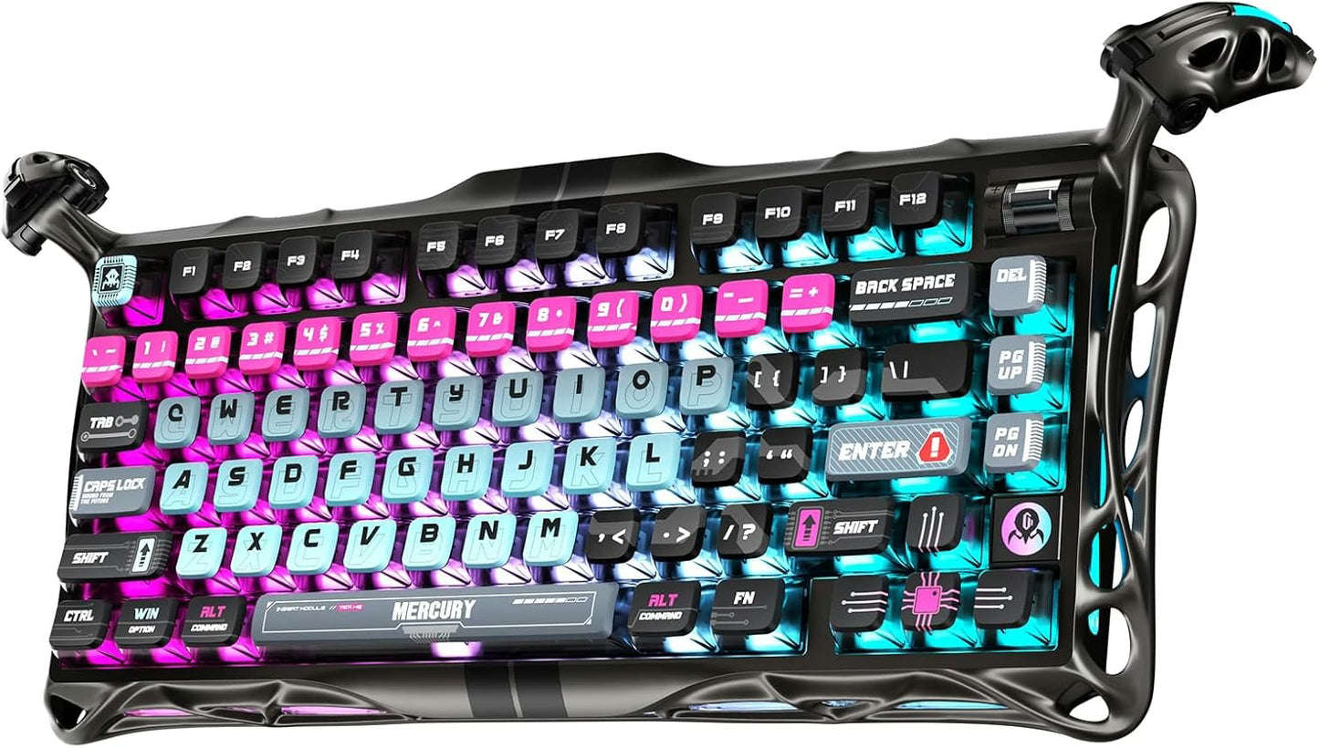 GravaStar Mercury V75 Pro Gaming Keyboard, Special Edition, 75% Layout, Jade Gaming Switch, 8kHz Polling Rate, Semi-Aluminum Construction, Dynamic Rapid Trigger, Cyber Punk | GS V75 PRO_RM_EGRY