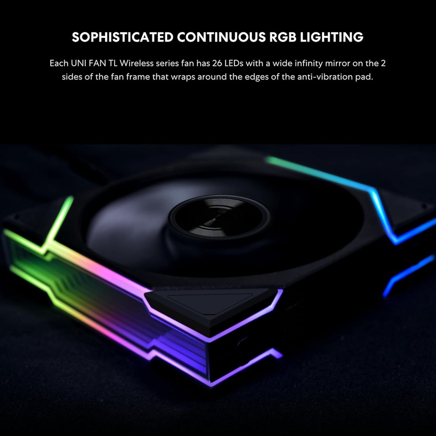 Lian Li UNI Fan TL - LCD Wireless 120 - Triple Pack - 2.4 GHz Signal for RGB & Fan Control - Infinity Mirror Design - LCD Display - Controller Included and Required - Black (12TLLCD13B)