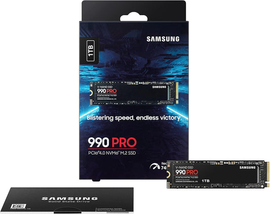 SAMSUNG 990 PRO SSD 1TB PCIe 4.0 M.2 2280 Internal Solid State Hard Drive, Seq. Read Speeds Up to 7,450 MB/s for High End Computing, Gaming, and Heavy Duty Workstations