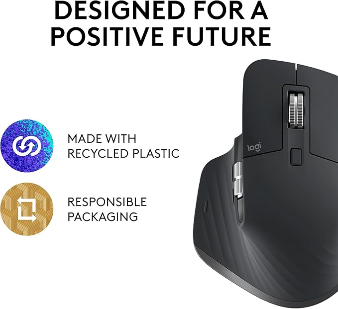 Logitech MX Master 3S - Wireless Performance Mouse with Ultra-fast Scrolling, Ergo, 8K DPI, Track on Glass, Quiet Clicks, USB-C, Bluetooth, Windows, Linux, Chrome - Graphite