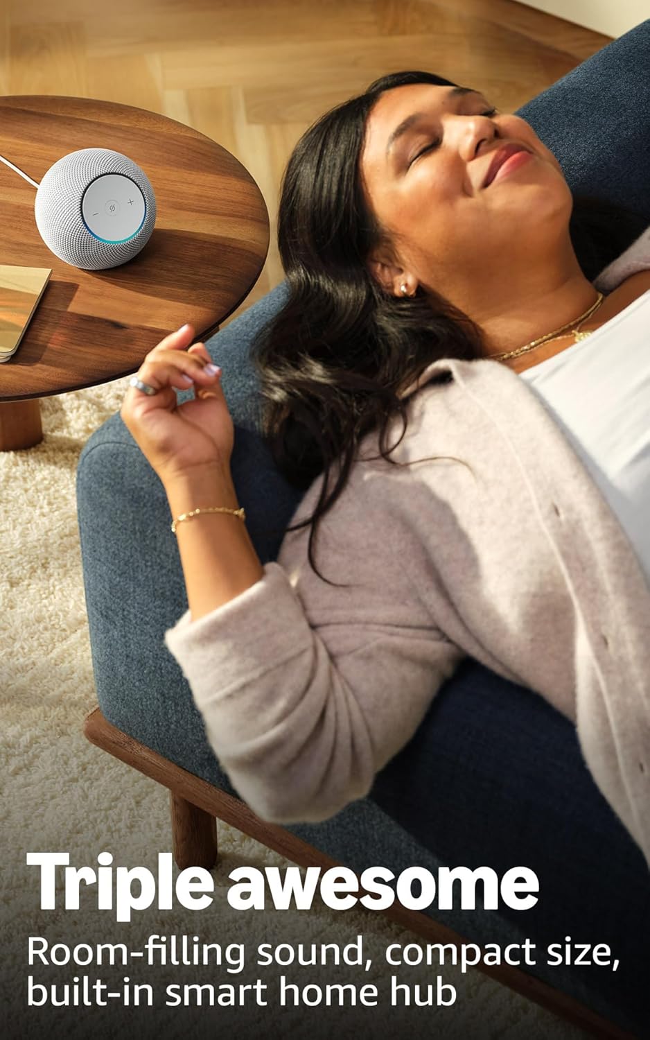 Amazon Echo Dot Max (Newest Model) – Alexa Smart Speaker with Room-Filling Sound, 3x Bass, Built-in Smart Home Hub & Alexa+ (Glacier White)