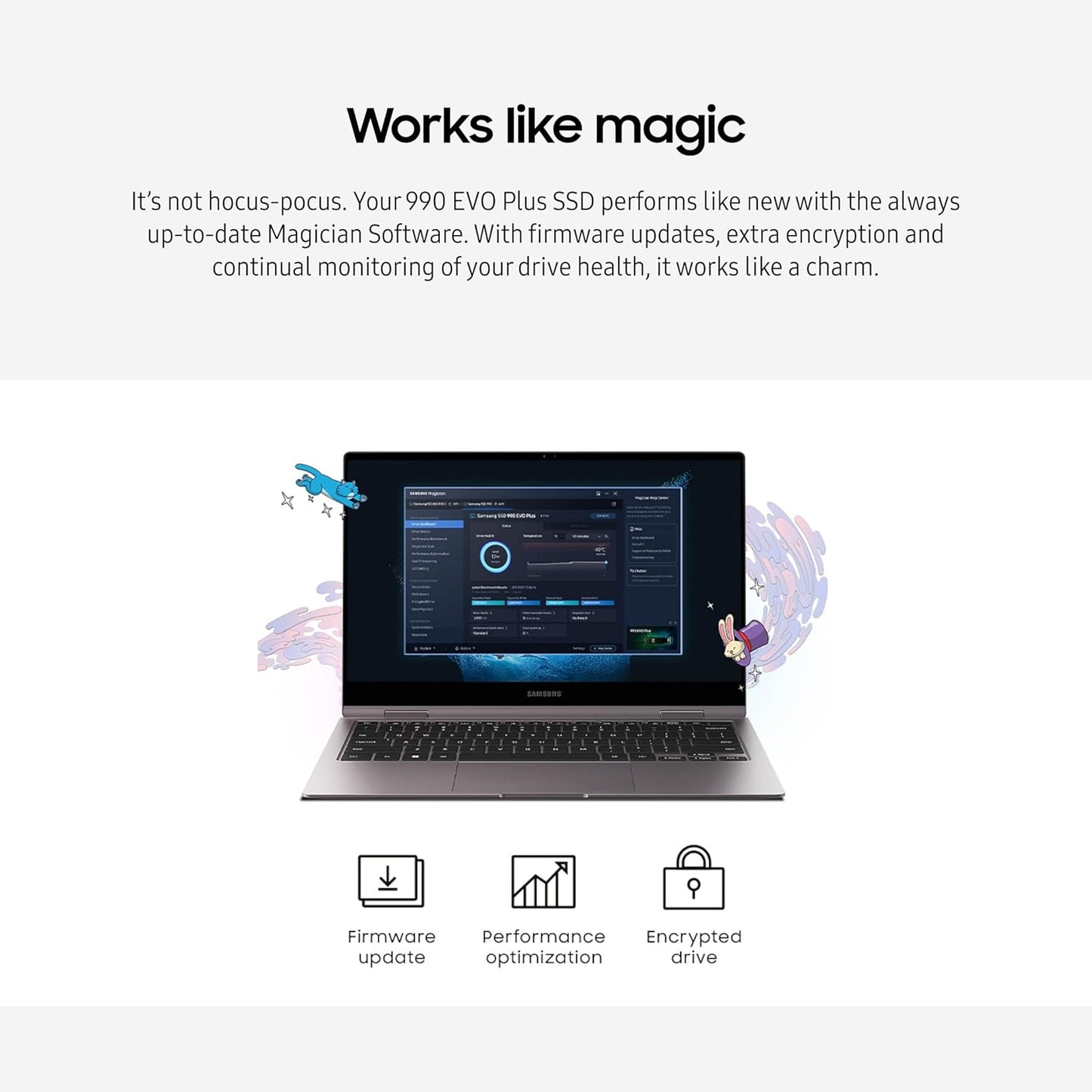 Samsung 990 EVO Plus SSD 2TB, PCIe Gen 4x4, Gen 5x2 M.2 2280, Speeds Up-to 7,250 MB/s, Upgrade Storage for PC/Laptops, HMB Technology and Intelligent Turbowrite 2.0