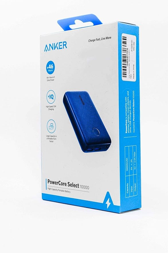 Anker PowerCore Select Power Bank (10000mAh, Blue)-A1223H31