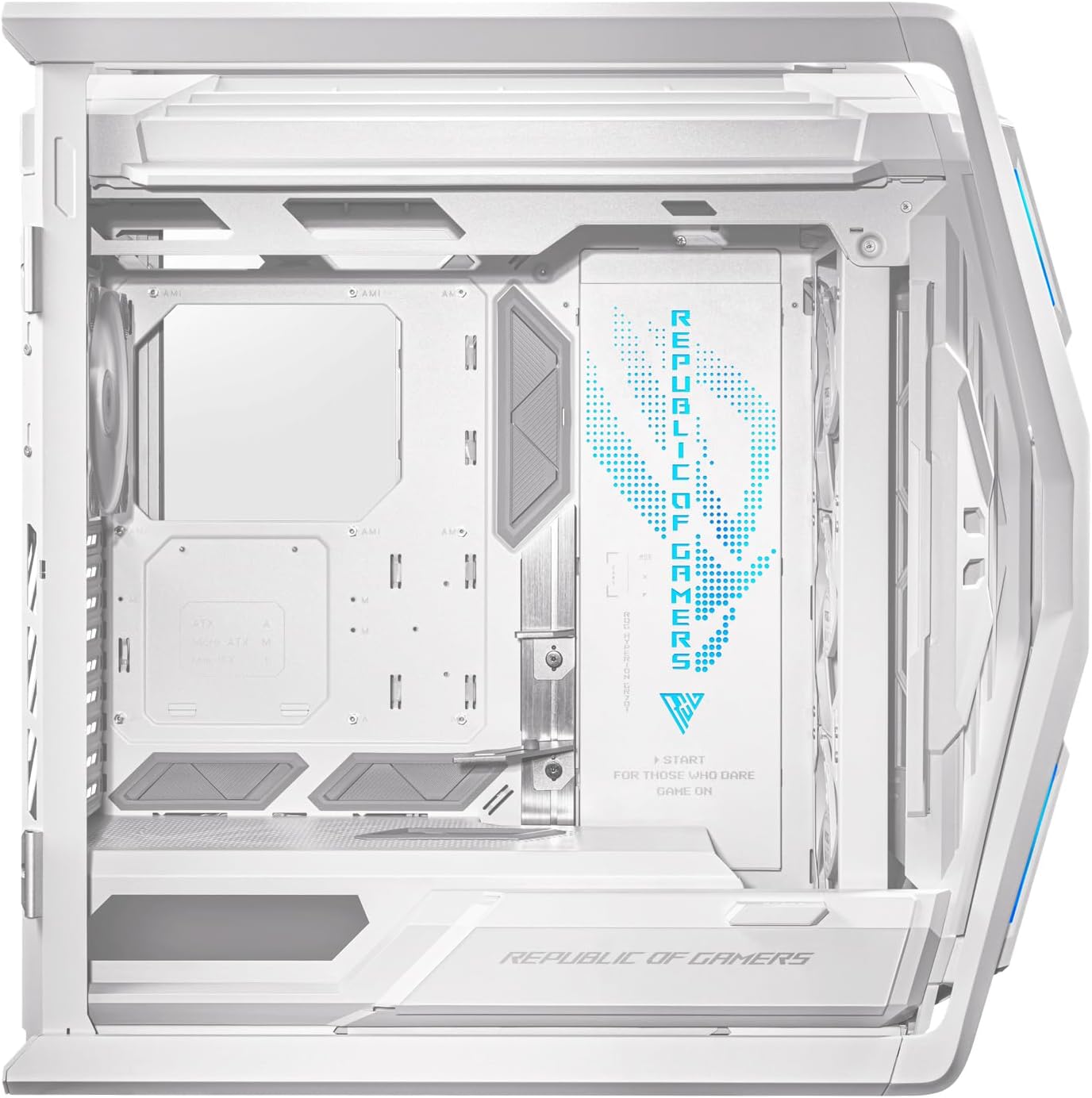 ASUS ROG Hyperion GR701 PC Case, Supports 2 x 420mm Radiators, 4 x 140mm PWM Fans, Flip Side Panels, Integrated VGA Support and ARGB Hub, Front Panel 2 x USB Type-C White