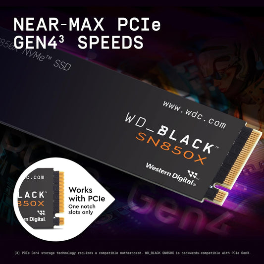 WD_BLACK 1TB SN850X NVMe Internal Gaming SSD Solid State Drive - Gen4 PCIe, M.2 2280, Up to 7,300 MB/s - WDS100T2X0E