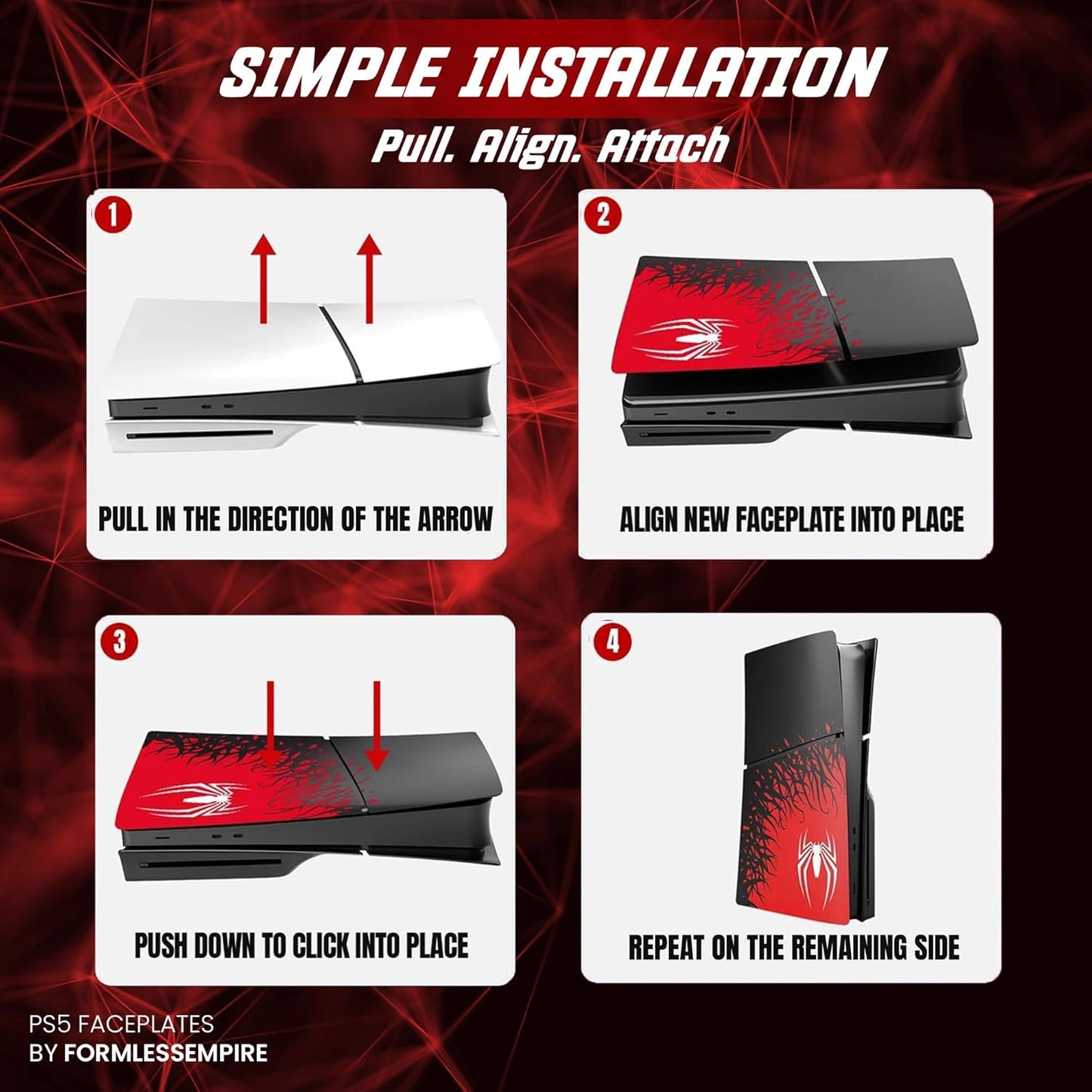 Faceplate for PS5 Slim Disc Edition,Spider-Man 2 Plates for PS5 Console Cover Plates, Premium ABS Faceplate Shell Covers for Playstation 5 Slim Disc Edition