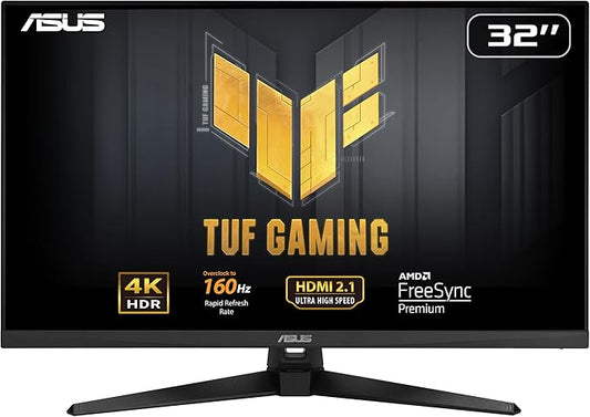 ASUS TUF VG32UQA1A Gaming 32'' 4K UHD HDR DSC VA Gaming Monitor, 160Hz Refresh Rate & 1ms (MPRT), ELMB Sync, Freesync Premium, Speakers, 120% sRGB, DisplayHDR 400, DP/HDMI, Black | 90LM08L0-B01970 Games Corner 