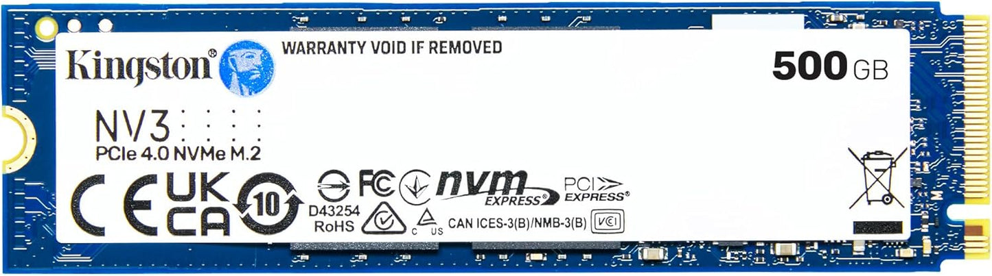 Kingston NV3 500GB M.2 2280 NVMe SSD | PCIe 4.0 Gen 4x4 | Up to 5000 MB/s | SNV3S/500G