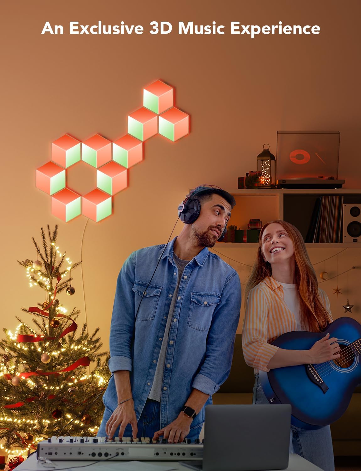 Govee Glide Hexa Pro 3D Light Panels, RGBIC Hexagon LED Wall Lights, Wi-Fi Smart Music Sync Lights, Works with Alexa & Google Assistant for Living Room 10 Packs